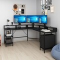 Birou, Minerva, Power, 180x90x60 cm, PAL, Negru
