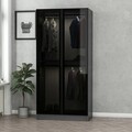 Dulap pentru haine, Minerva, Kale Glass Anthracite, 90x210x52 cm, PAL, Negru / Antracit