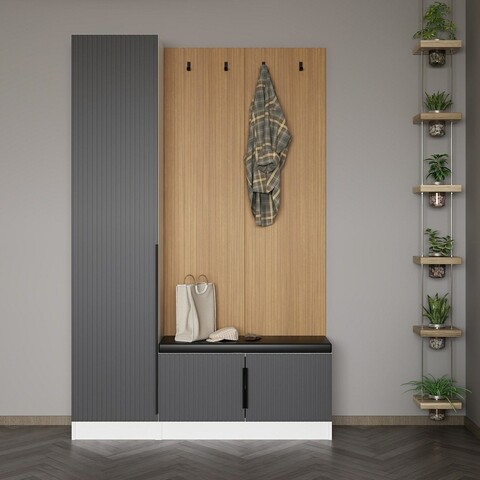 Cuier de perete, Minerva, Noah, 135x210x35 cm, PAL, Antracit