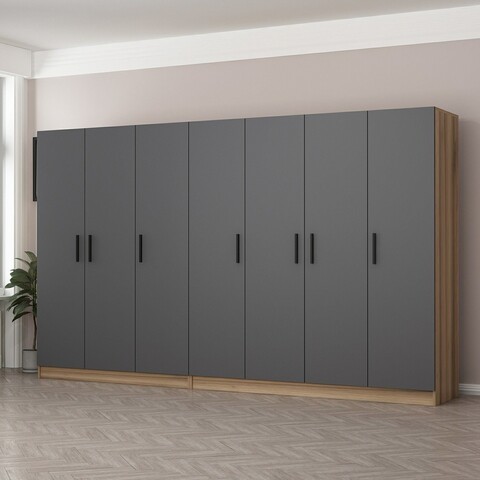 Dulap pentru haine, Minerva, Kale, 315x210x52 cm, PAL, Antracit