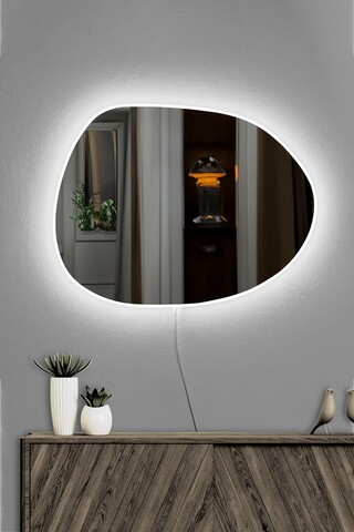Oglinda cu Iluminare Led, Mirrorland, Piago, Oglinda acrilica;MDF, Alb