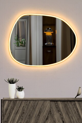 Oglinda cu Iluminare Led, Mirrorland, Piago, Oglinda acrilica;MDF, Galben