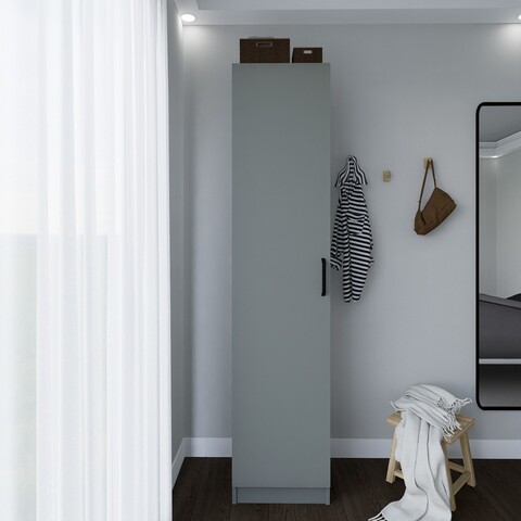 Dulap pentru haine, Miwood, Yaman 1600-040, 40x182x47 cm, PAL, Gri
