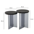 Set masute de cafea, Neostill, Serenity 2, Sticla temperata, Antracit / Gri închis