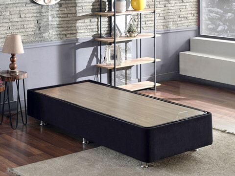 Baza de pat de o persoană, Niron, Ela Single, 120x38x200 cm, Cadru: OȚEL, Negru