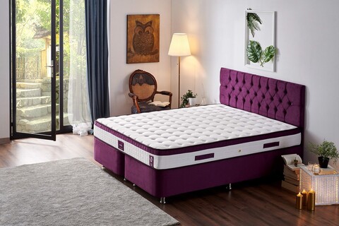 Saltea de pat, Niron, Violet 150x200 cm Double Size Middle Firm Mattress, Coperta: Tesatura tricotata, Alb/Mov