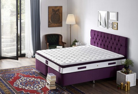 Saltea de pat, Niron, Purple 140x190 cm Double Size Padded Soft Mattress, Coperta: Tesatura tricotata, Alb/Mov