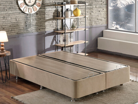 Baza de pat dublu, Niron, Ela Double, 160x38x200 cm, Cadru: OȚEL, Maro deschis