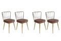 Set scaune 4 piese, Nmobb, Yıldız-927 V4, Metal, Maro deschis / Auriu