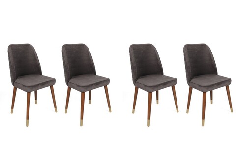 Set scaune 4 piese, Nmobb, Hugo-381 V4, Metal, Antracit / Nuc / Aur