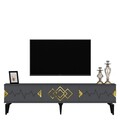 Comoda TV, Olivia, Ritim, 180x44.6x29.6 cm, PAL , Antracit / Aur