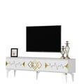 Comoda TV, Olivia, Ritim, 180x44.6x29.6 cm, PAL , Alb/Auriu