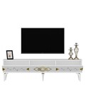 Comoda TV, Olivia, Ritim, 180x44.6x29.6 cm, PAL , Alb/Auriu