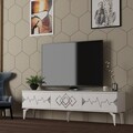 Comoda TV, Olivia, Ritim, 180x44.6x29.6 cm, PAL , Alb / Argintiu