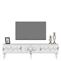 Comoda TV, Olivia, Ritim, 180x44.6x29.6 cm, PAL , Alb / Argintiu
