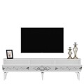 Comoda TV, Olivia, Ritim, 180x44.6x29.6 cm, PAL , Alb / Argintiu