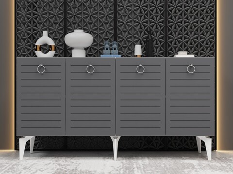 Consola, Olivia, Arona, 150x79x40 cm, PAL , Alb / Antracit