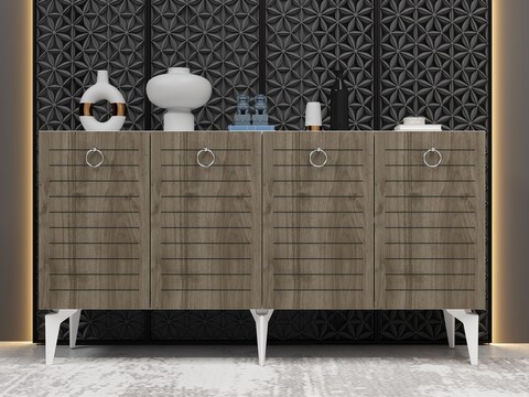 Consola, Olivia, Arona, 150x79x40 cm, PAL , Alb/Maro