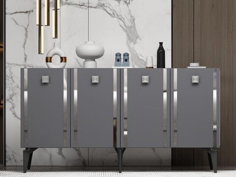 Consola, Olivia, Doruk, 150x79x40 cm, PAL , Antracit / Argintiu