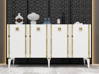 150x79x40 cm, Alb;Auriu