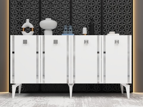 Consola, Olivia, Doruk, 150x79x40 cm, PAL , Alb / Argintiu