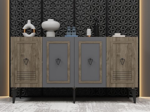 Consola, Olivia, Asya, 150x40x79 cm, PAL , Nuc / Antracit