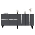 Consola, Olivia, Vania, 150x40x79 cm, PAL , Antracit / Argintiu