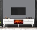 Comoda TV, Olivia, Arona Fireplace, 150x44 cm, PAL , Alb