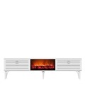 Comoda TV, Olivia, Arona Fireplace, 150x44 cm, PAL , Alb