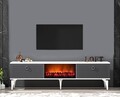 Comoda TV, Olivia, Arona Fireplace, 150x44.6x29.6 cm, PAL , Alb / Antracit