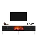 Comoda TV, Olivia, Arona Fireplace, 150x44.6x29.6 cm, PAL , Alb / Antracit