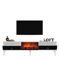 Comoda TV, Olivia, Arona Fireplace, 150x44.6x29.6 cm, PAL , Alb / Antracit