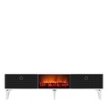 Comoda TV, Olivia, Arona Fireplace, 150x44.6x29.6 cm, PAL , Alb / Antracit