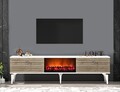 Comoda TV, Olivia, Arona Fireplace, 150x44.6x29.6 cm, PAL , Alb/Maro