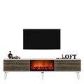 Comoda TV, Olivia, Arona Fireplace, 150x44.6x29.6 cm, PAL , Alb/Maro