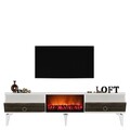 Comoda TV, Olivia, Arona Fireplace, 150x44.6x29.6 cm, PAL , Alb/Maro