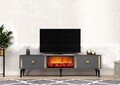 Comoda TV, Olivia, Doruk Fireplace, 150x44.6x29.6 cm, PAL , Antracit / Aur