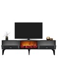Comoda TV, Olivia, Doruk Fireplace, 150x44.6x29.6 cm, PAL , Antracit / Argintiu