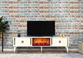 Comoda TV, Olivia, Doruk Fireplace, 150x44 cm, PAL , Alb/Auriu