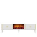 Comoda TV, Olivia, Doruk Fireplace, 150x44 cm, PAL , Alb/Auriu