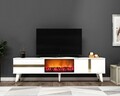 Comoda TV, Olivia, Vania Fireplace, 150x50x29.6 cm, PAL , Alb/Auriu