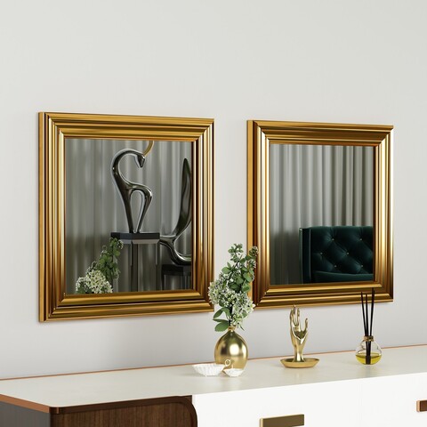 Set 2 oglinzi decorative, Siam, Bale, MDF , Auriu