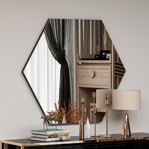 Oglinda decorativa, Siam, Zeo, 70x60x2 cm, MDF , Negru