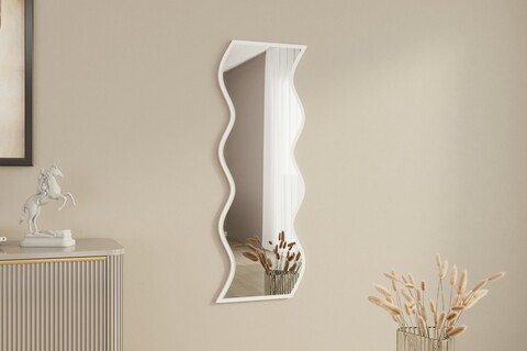 Oglinda decorativa, Siam, Safi, 40x120x2 cm, MDF , Alb