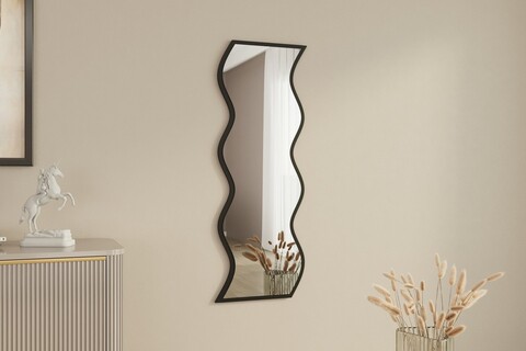 Oglinda decorativa, Siam, Safi, 40x120x2 cm, MDF , Alb/Negru