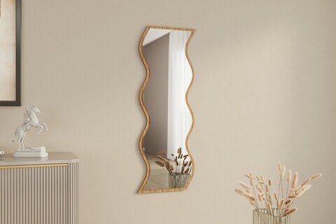 Oglinda decorativa, Siam, Safi, 40x120x2 cm, MDF , Alb / Natural