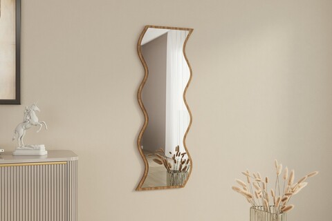 Oglinda decorativa, Siam, Safi, 40x120x2 cm, MDF , Alb/Maro