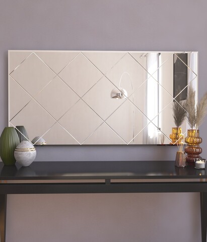 Oglinda decorativa, Siam, Mofo, 60x120x2 cm, MDF , Alb