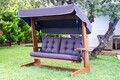 Balansoar de gradina 3 locuri, Swingo, Viva 2200, 220x100x175 cm, Cadru: 100% MOLID cu FSC®, Antracit