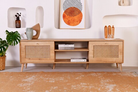 Comoda TV, Wolina, Hazeran 180, 180x55x41 cm, PAL, Stejar